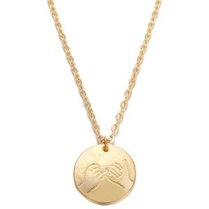 Pinky Promise Hand Stamped Gesture Gold Necklace